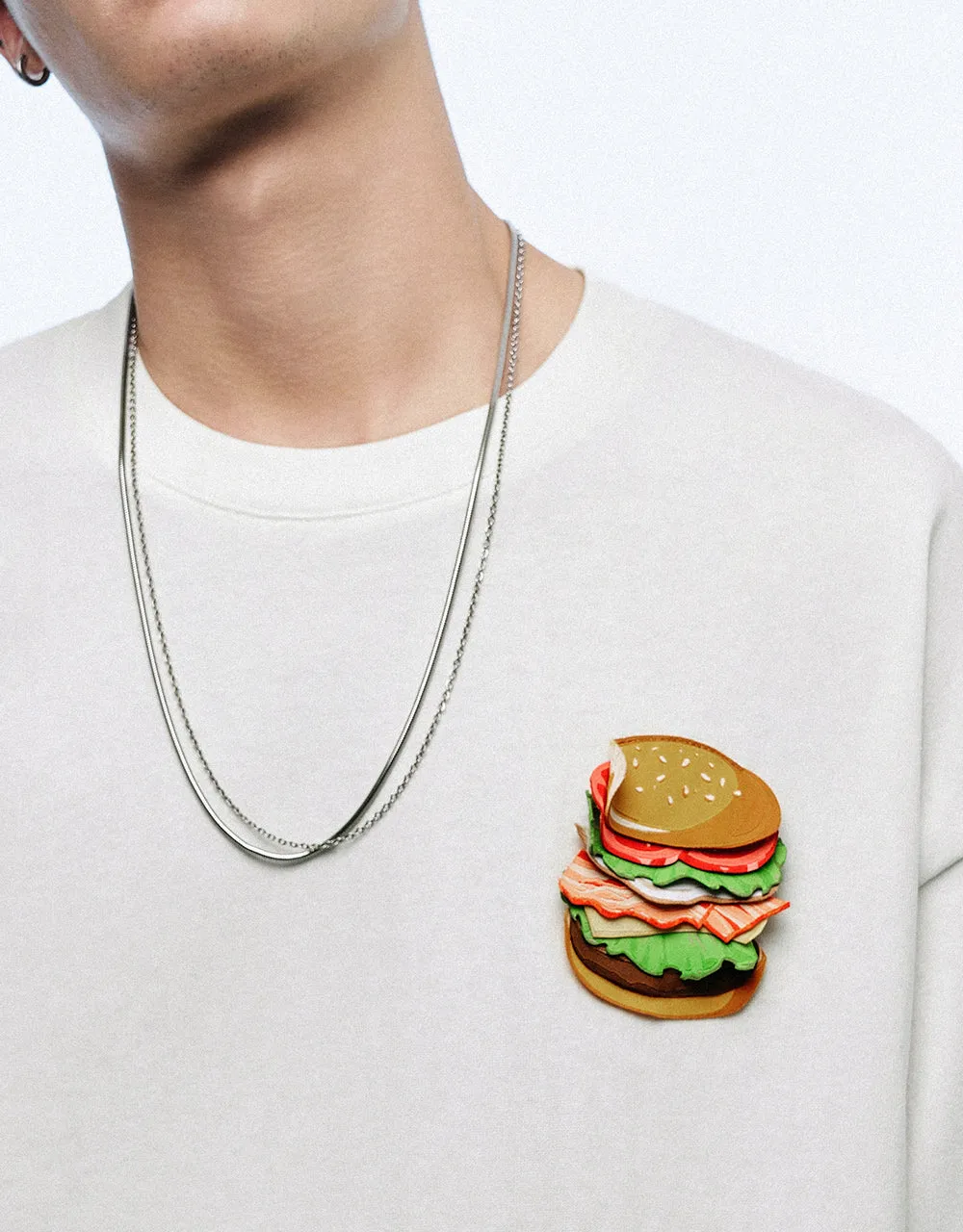 Burger Embossed Crew Neck Loose T-Shirt sold by Urban Revivo product image thumbnail 4