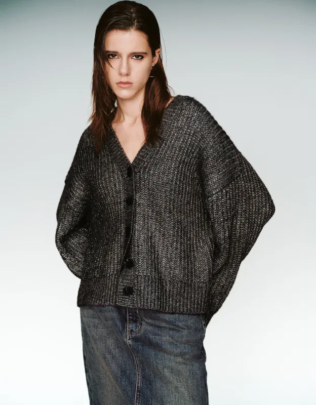 V-Neck Knitted Cardigan sold by Urban Revivo