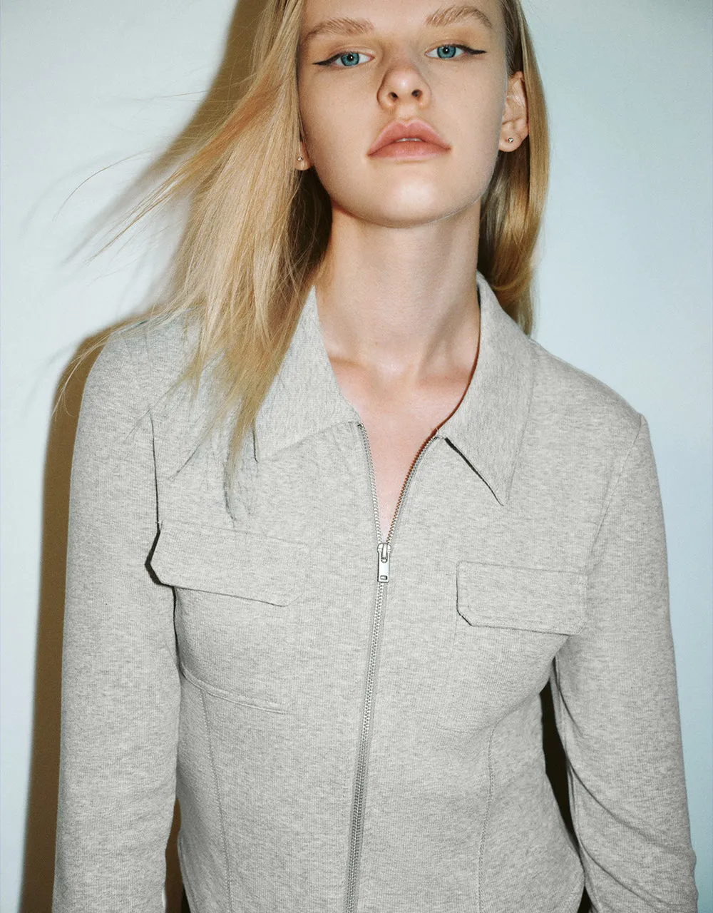 Zipper Front Skinny Shirt sold by Urban Revivo product image thumbnail 4