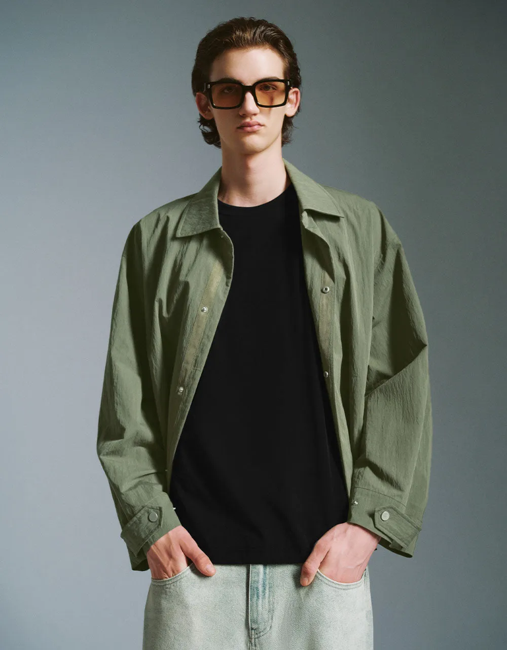 Textured Button Up Straiaght Jacket sold by Urban Revivo