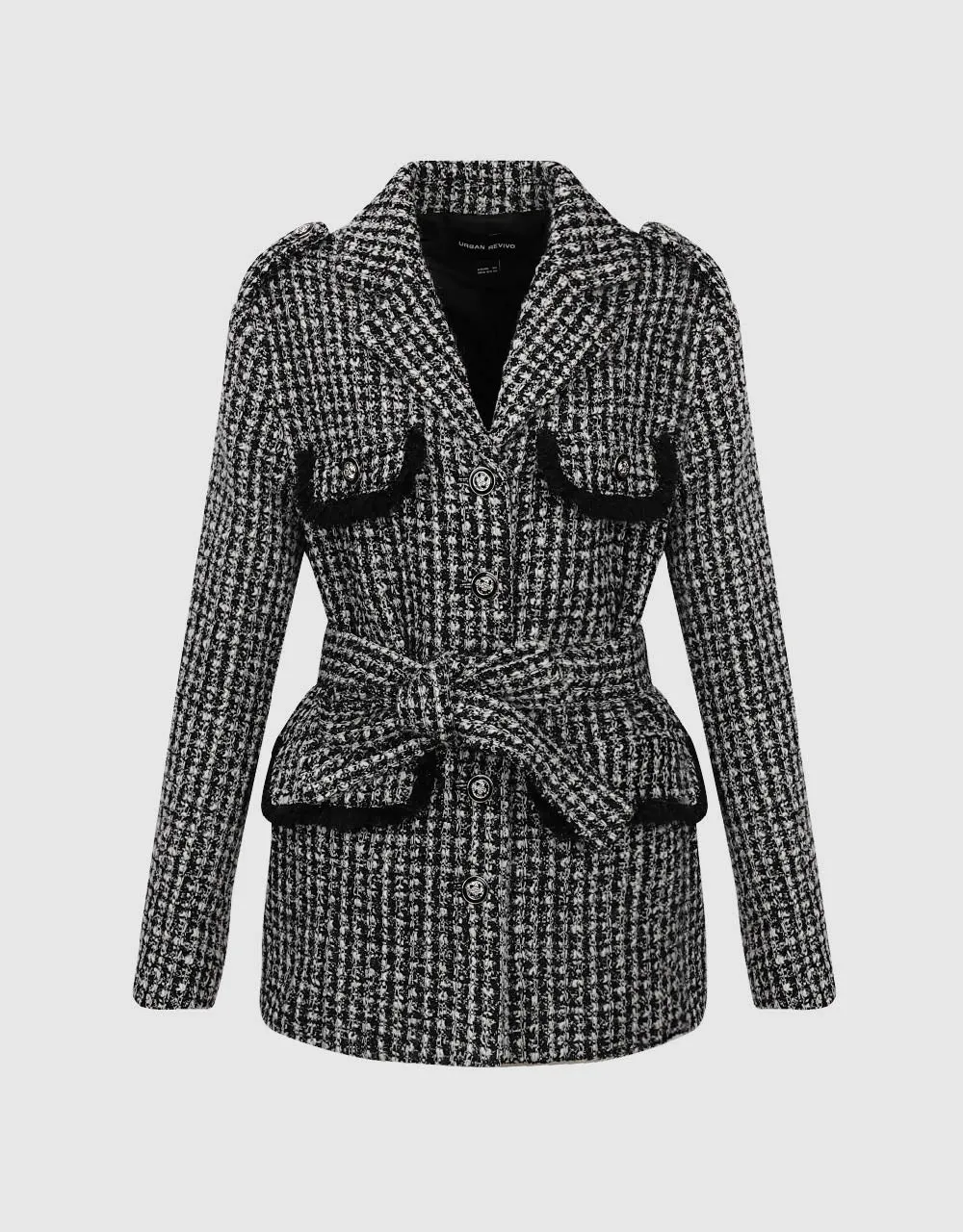 Notch Lapel Tweed Jacket With Belt sold by Urban Revivo product image thumbnail 2