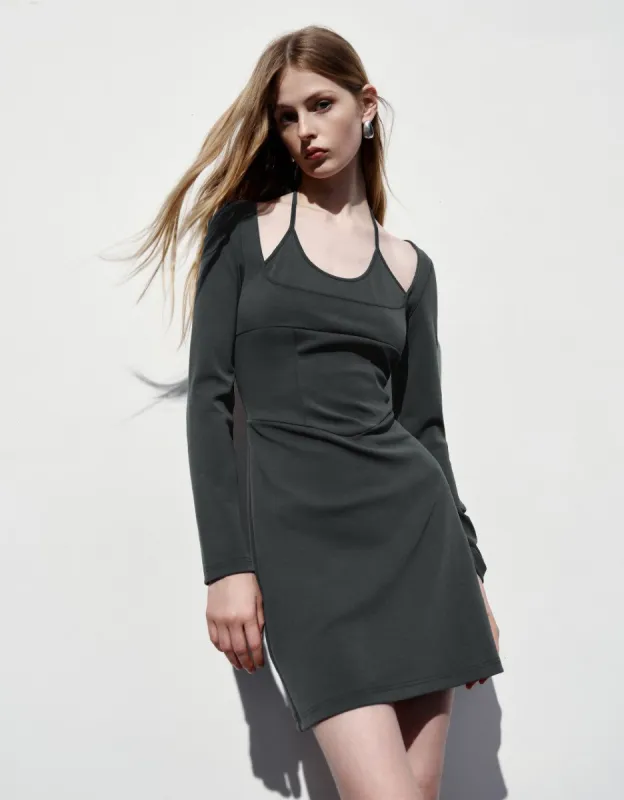 Raglan Sleeve U Neck A-Line Dress made by Urban Revivo