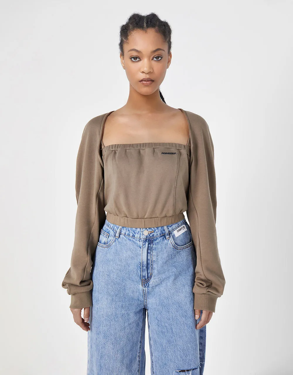 Elastic Hem Long Sleeve Crop Tee sold by Urban Revivo product image thumbnail 3