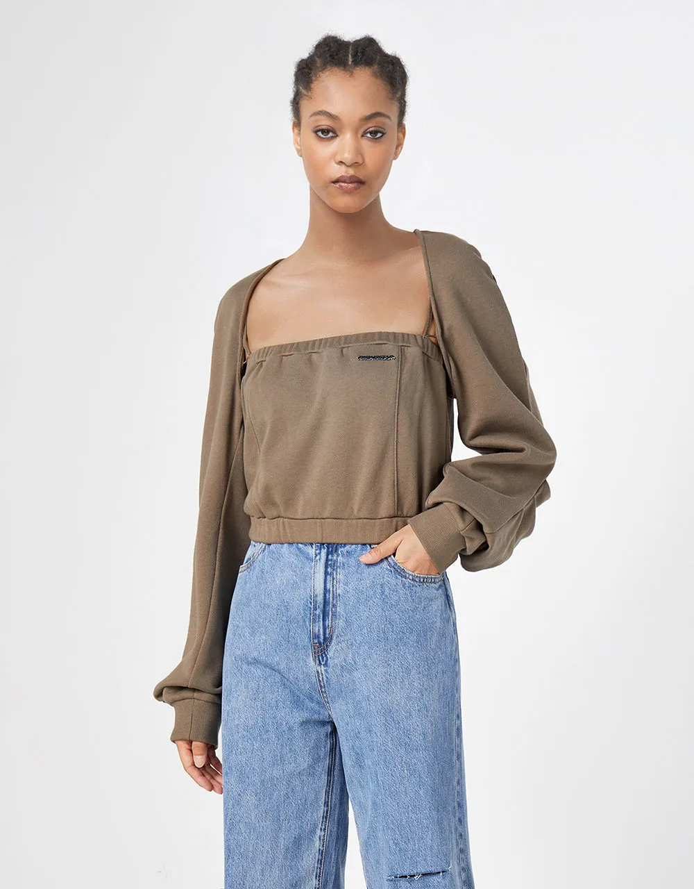 Elastic Hem Long Sleeve Crop Tee sold by Urban Revivo product image thumbnail 2