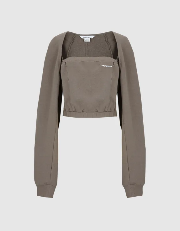 Elastic Hem Long Sleeve Crop Tee sold by Urban Revivo