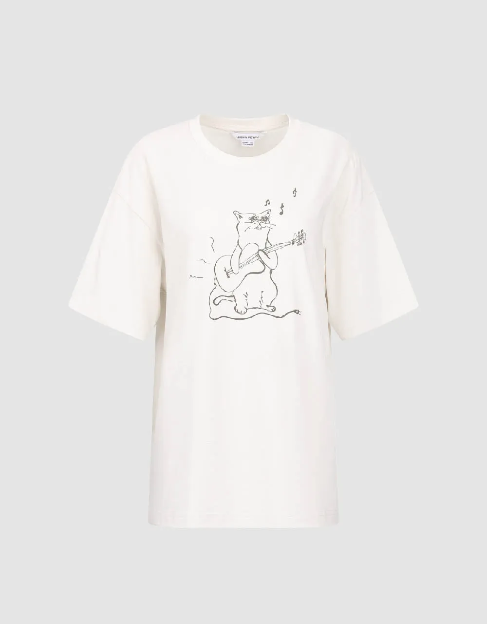 Printed Crew Neck Loose T-Shirt sold by Urban Revivo