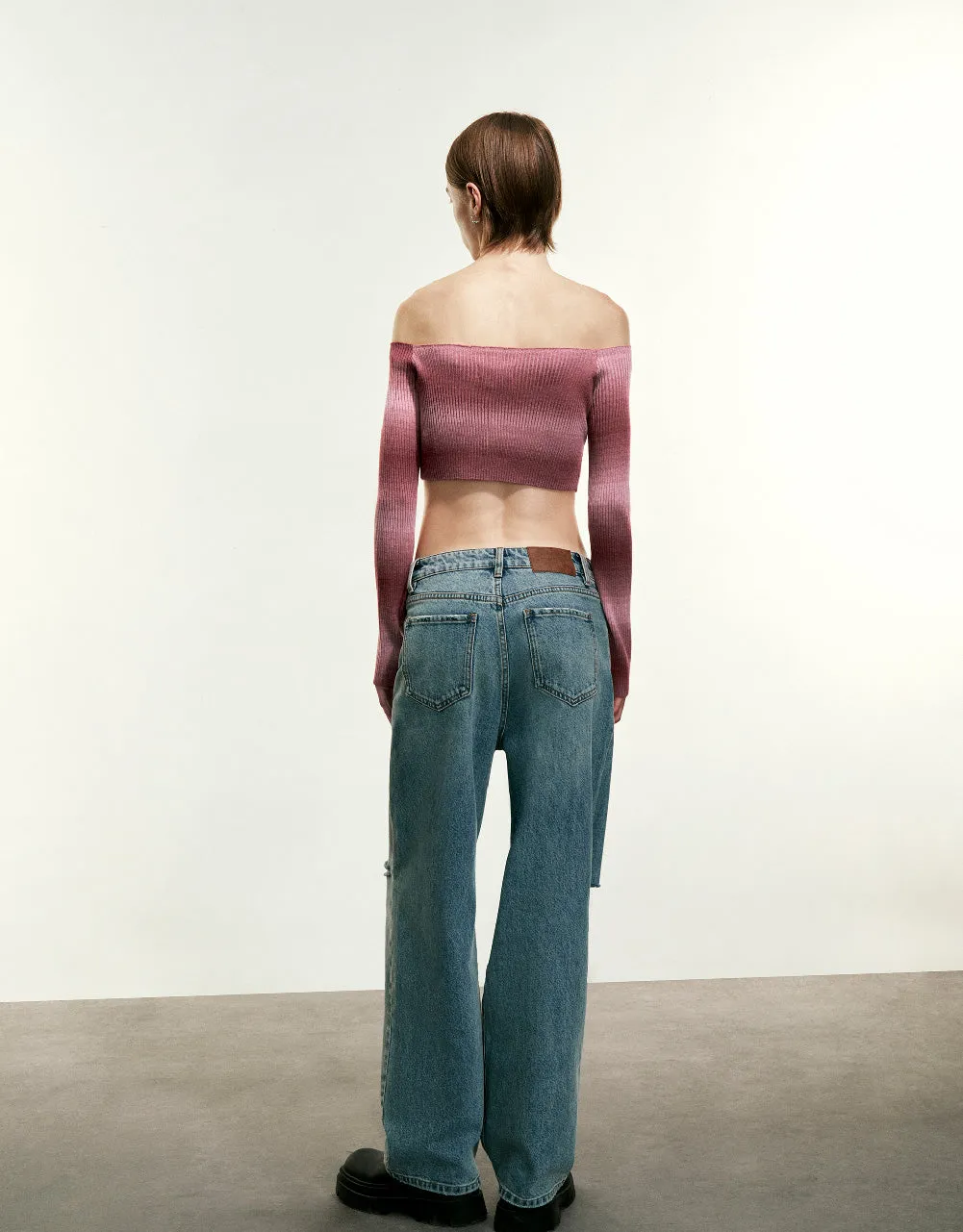 Gradient Off-Shoulder Knitted T-Shirt sold by Urban Revivo product image thumbnail 4