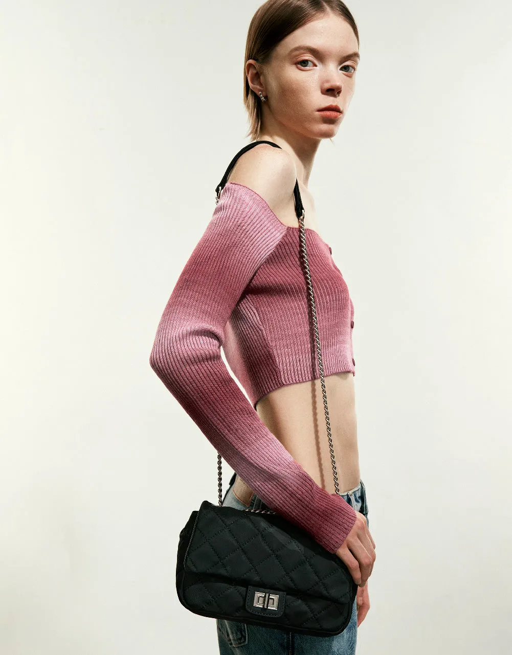 Gradient Off-Shoulder Knitted T-Shirt sold by Urban Revivo product image thumbnail 3