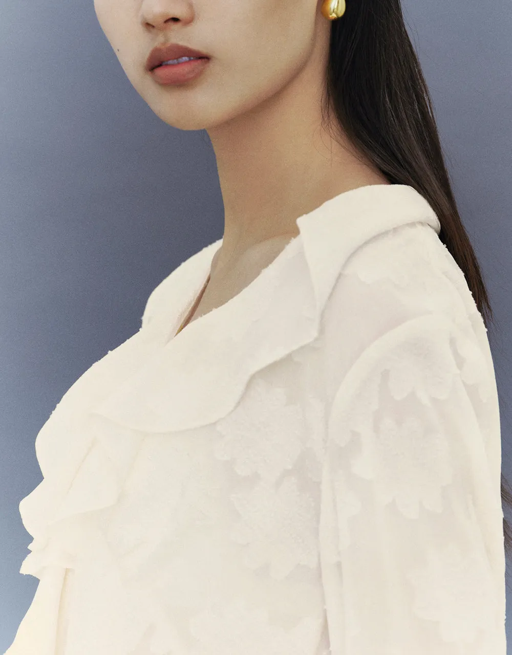 Ruffle V-Neck Overhead Shirt sold by Urban Revivo product image thumbnail 4