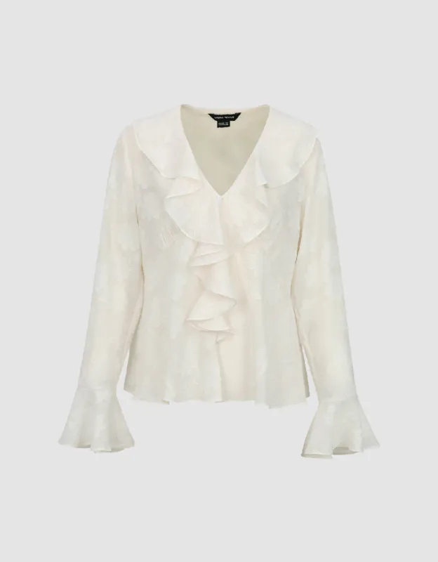 Ruffle V-Neck Overhead Shirt sold by Urban Revivo