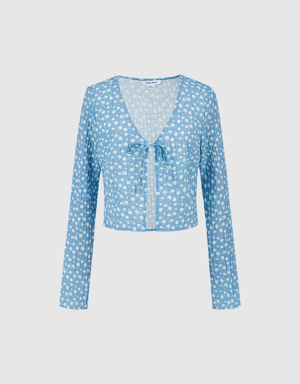 Printed Tie Front V Neck Shirt sold by Urban Revivo product image thumbnail 2