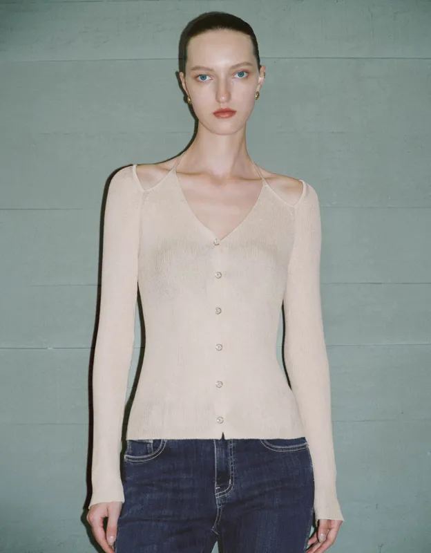 Halter Neck Raglan Sleeve Knitted Cardigan sold by Urban Revivo