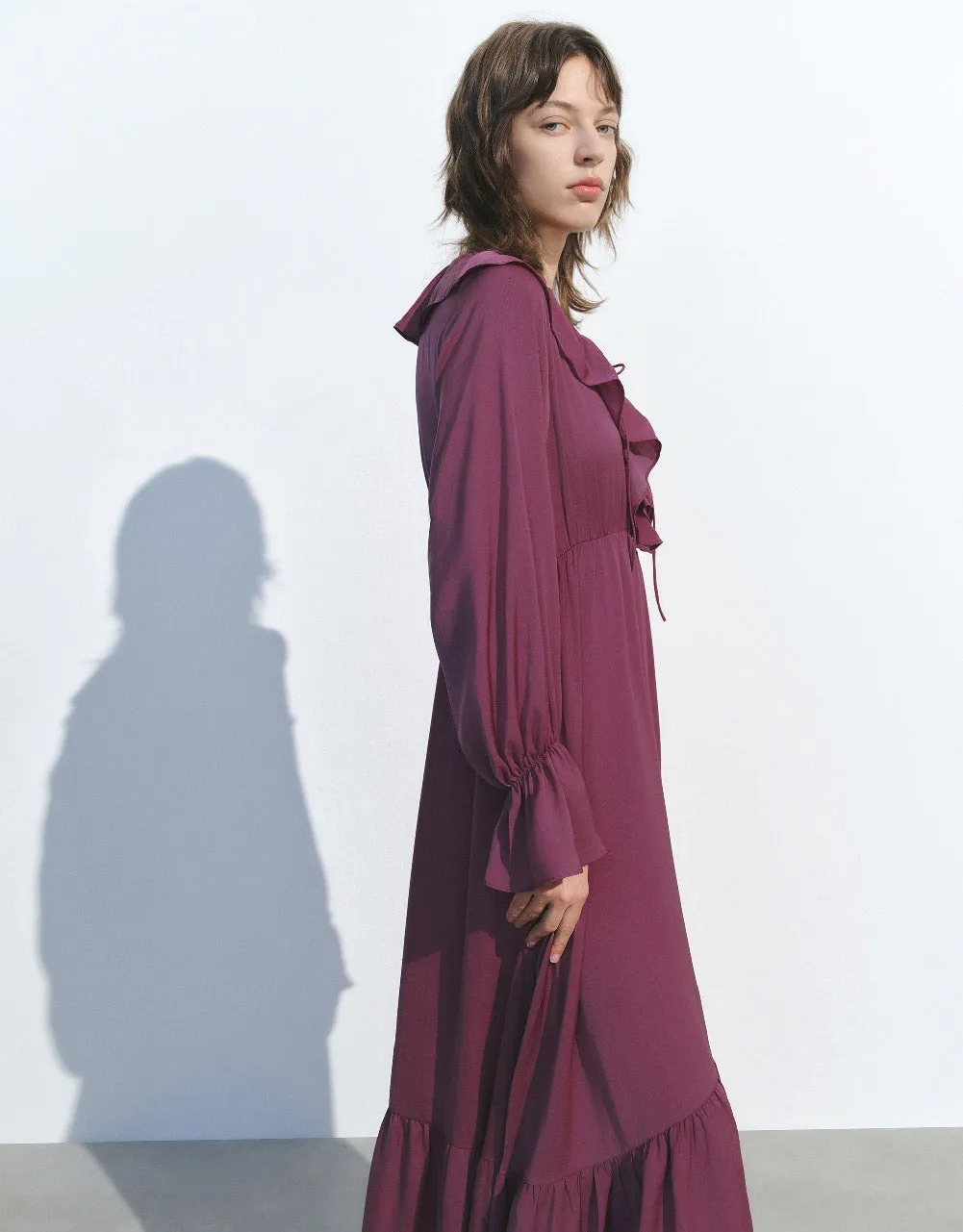 Butterfly Sleeve Ruffle Lapel A-Line Dress sold by Urban Revivo product image thumbnail 3