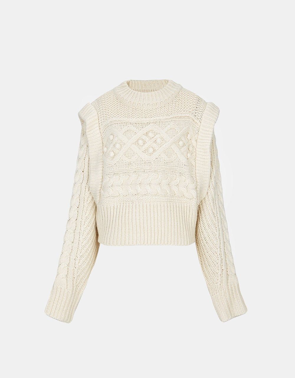 Cable Knit Padded Shoulder Sweater sold by Urban Revivo product image thumbnail 4