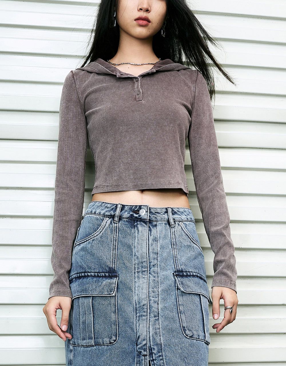 Hooded Skinny Knitted T-Shirt sold by Urban Revivo product image thumbnail 2