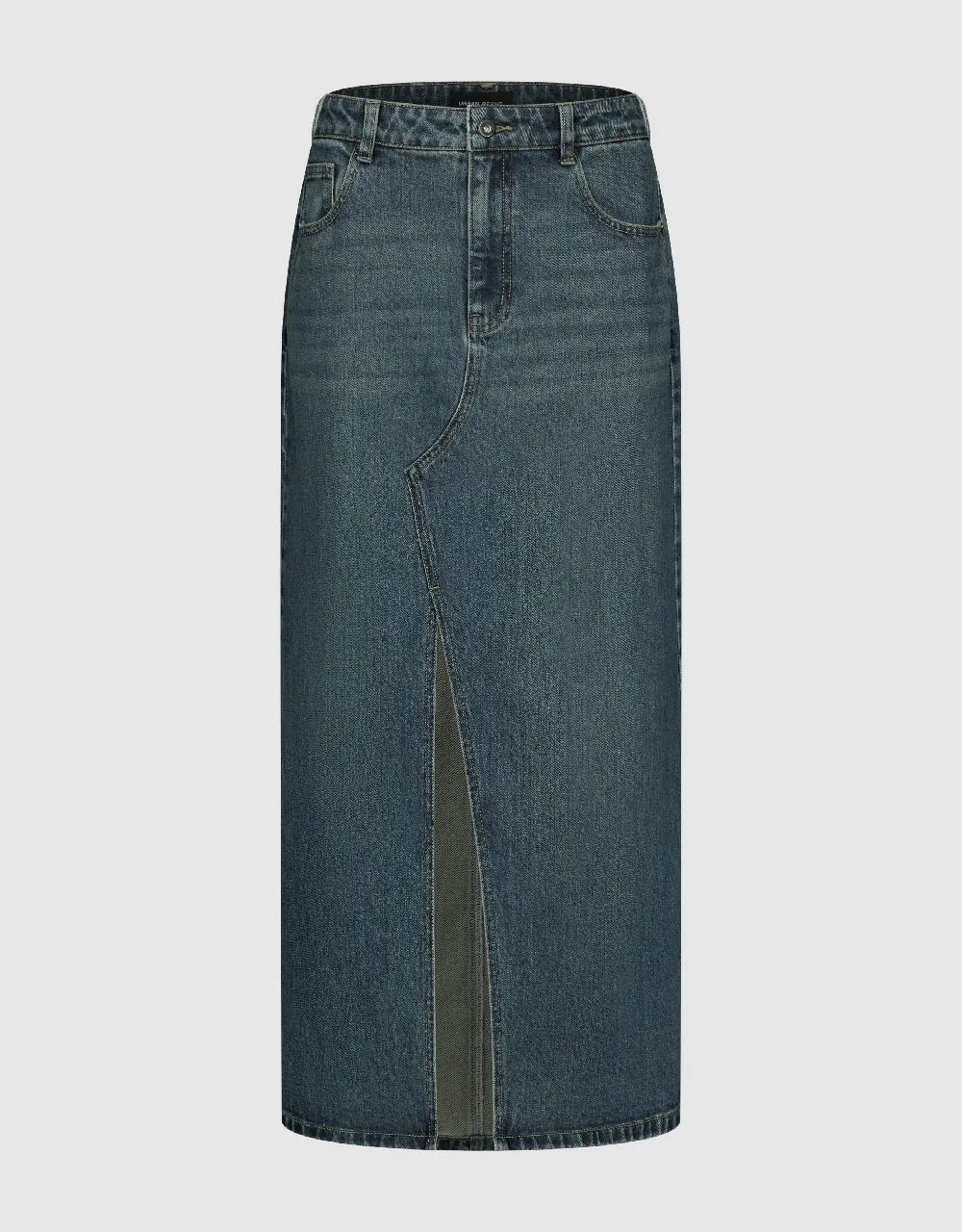 Split Hem Straight Denim Skirt sold by Urban Revivo