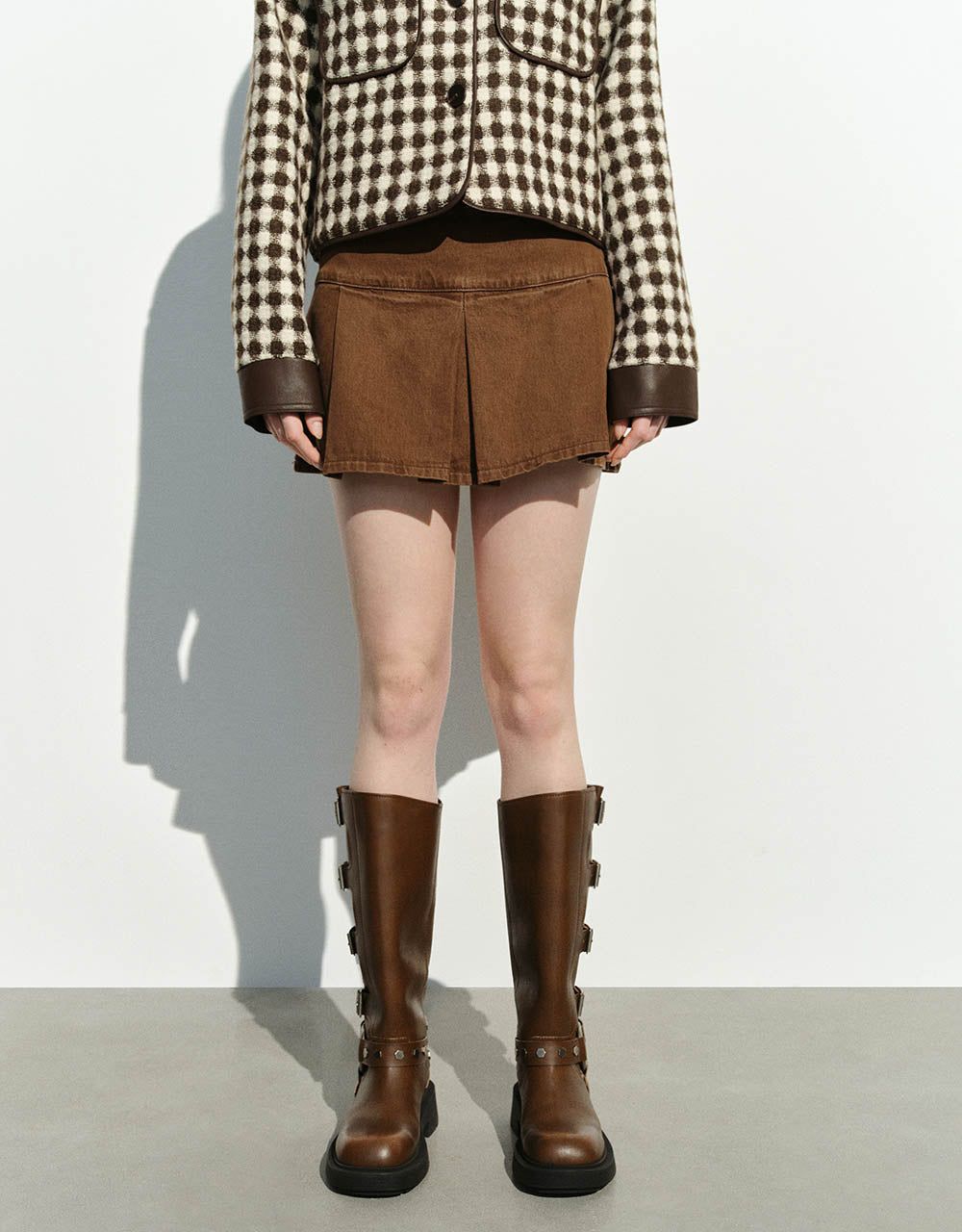 Pleated Mini A-Line Denim Skirt sold by Urban Revivo product image thumbnail 2