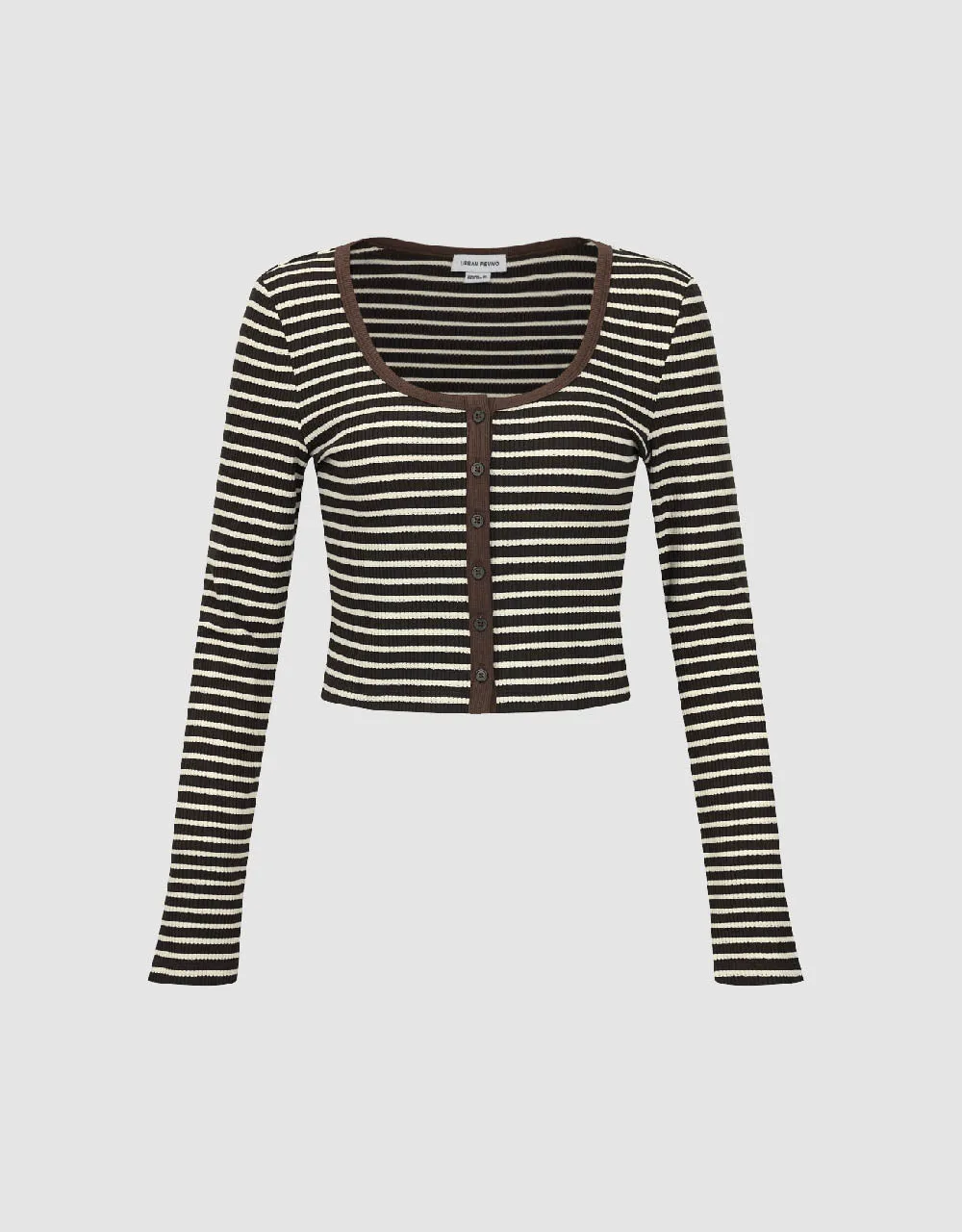 Striped U Neck Skinny T-Shirt sold by Urban Revivo product image thumbnail 2