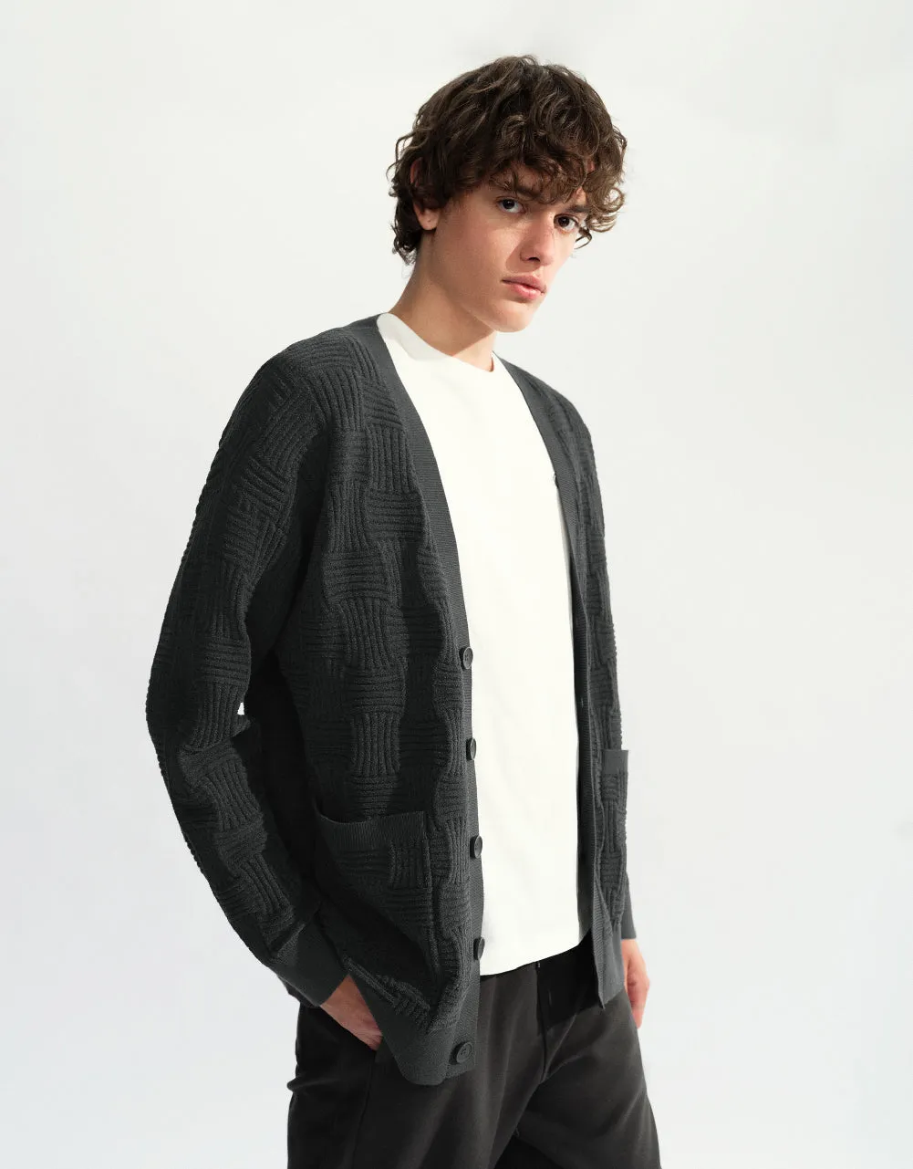 V-Neck Knitted Cardigan sold by Urban Revivo product image thumbnail 3