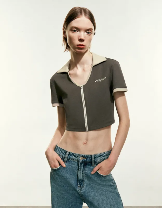 Zipper Front Lapel Shirt sold by Urban Revivo