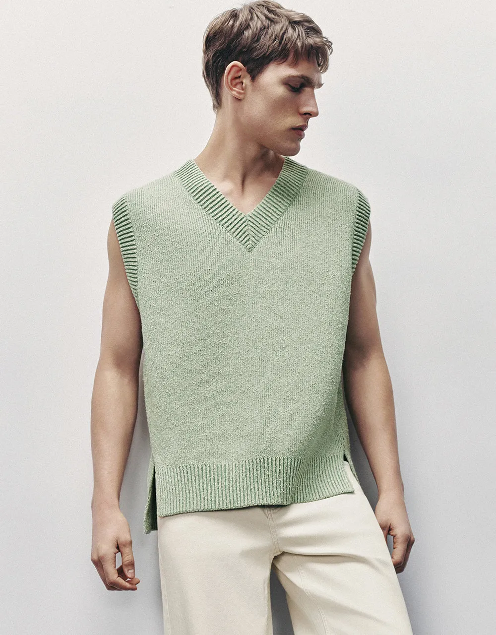 V-Neck Knitted Vest sold by Urban Revivo