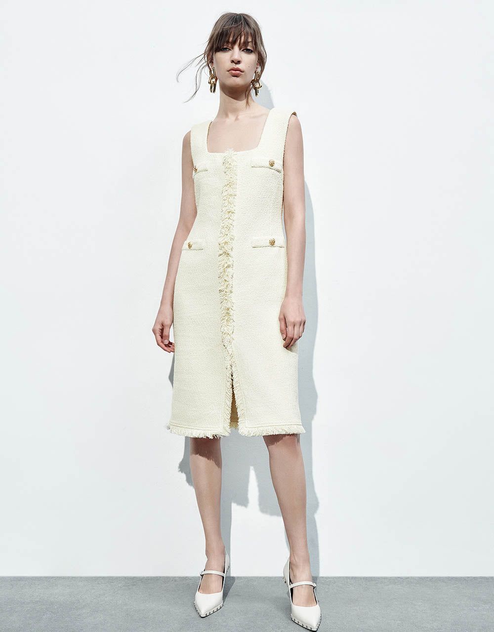 Sleeveless Raw Hem Tweed Dress sold by Urban Revivo