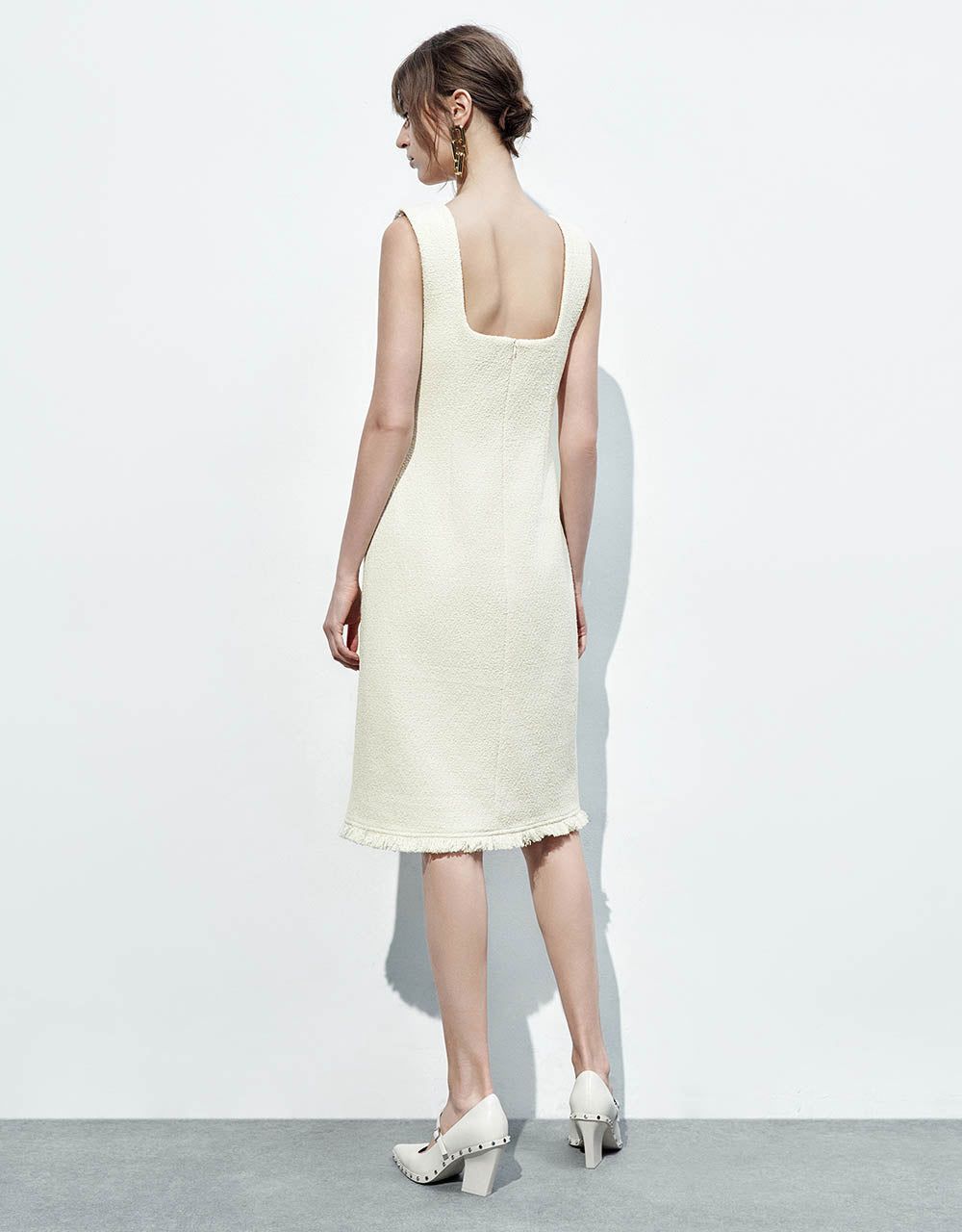 Sleeveless Raw Hem Tweed Dress sold by Urban Revivo product image thumbnail 4