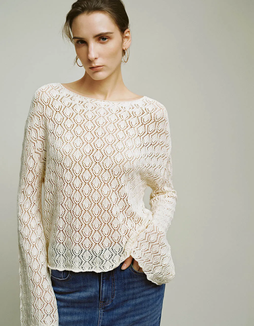 Drop Shoulder Sleeve Crew Neck Knitted T-Shirt sold by Urban Revivo product image thumbnail 3