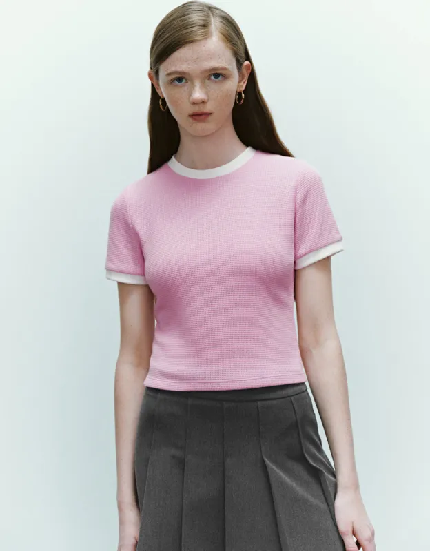 Plaid Crew Neck Knitted T-Shirt sold by Urban Revivo