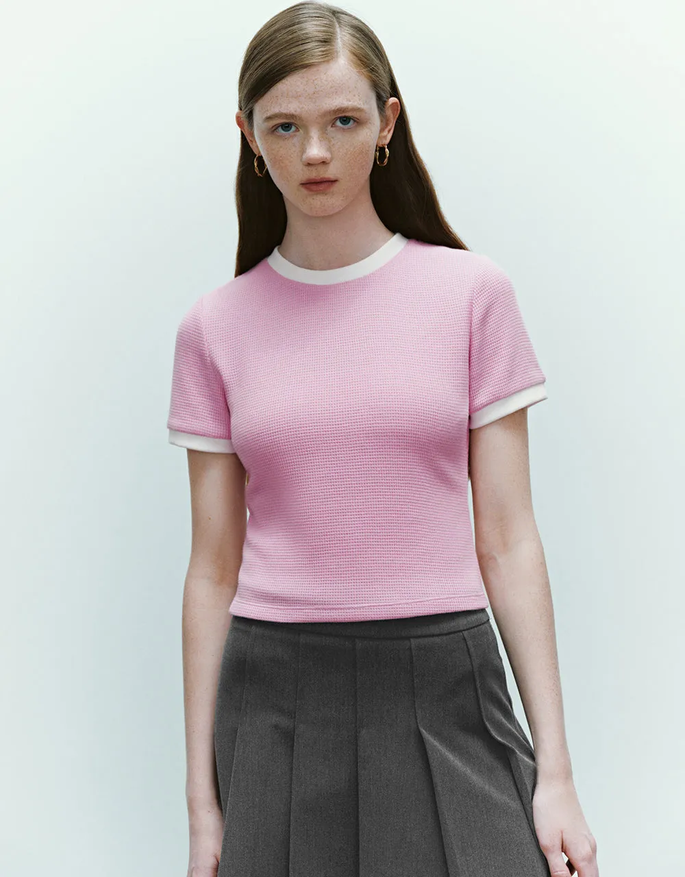 Plaid Crew Neck Knitted T-Shirt sold by Urban Revivo