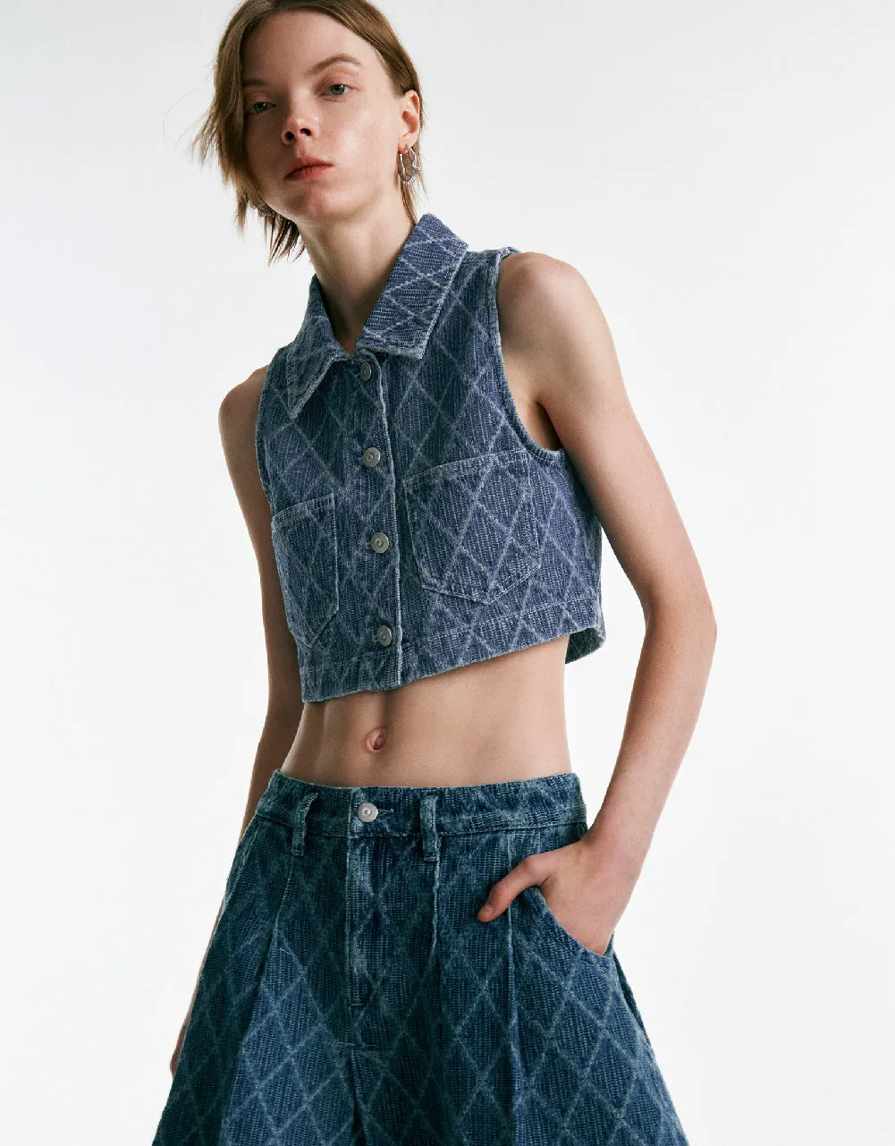 Lozenge Denim Vest sold by Urban Revivo product image thumbnail 3