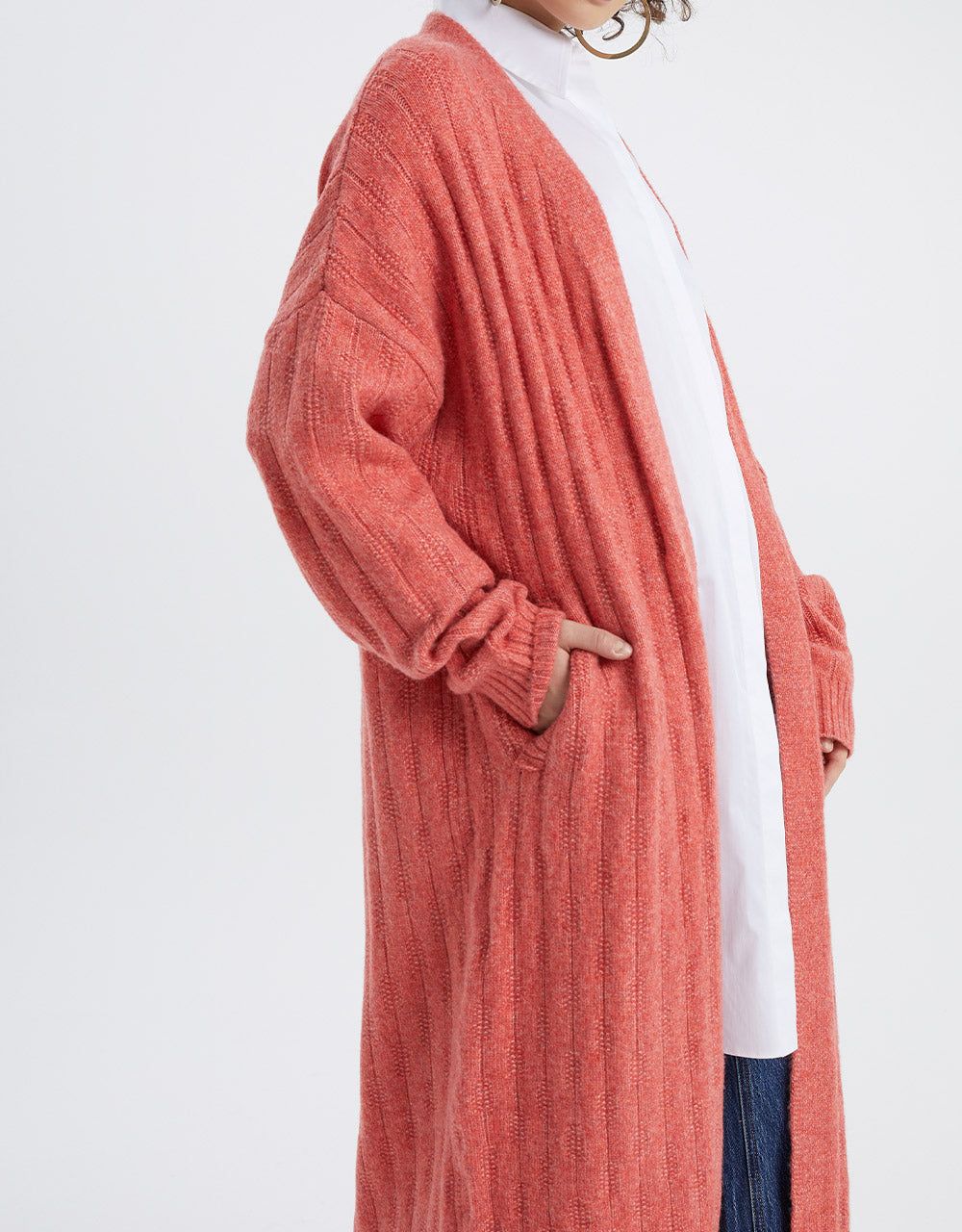 Open Front Drop Shoulder Long Cardigan sold by Urban Revivo product image thumbnail 3