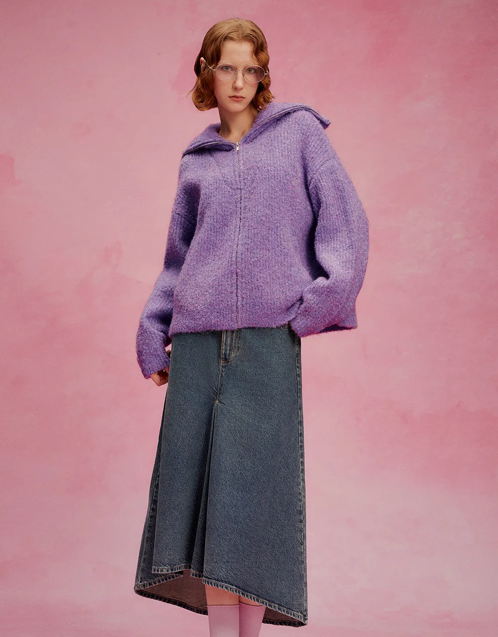 Zipper Front Loose Knitted Cardigan sold by Urban Revivo product image thumbnail 3