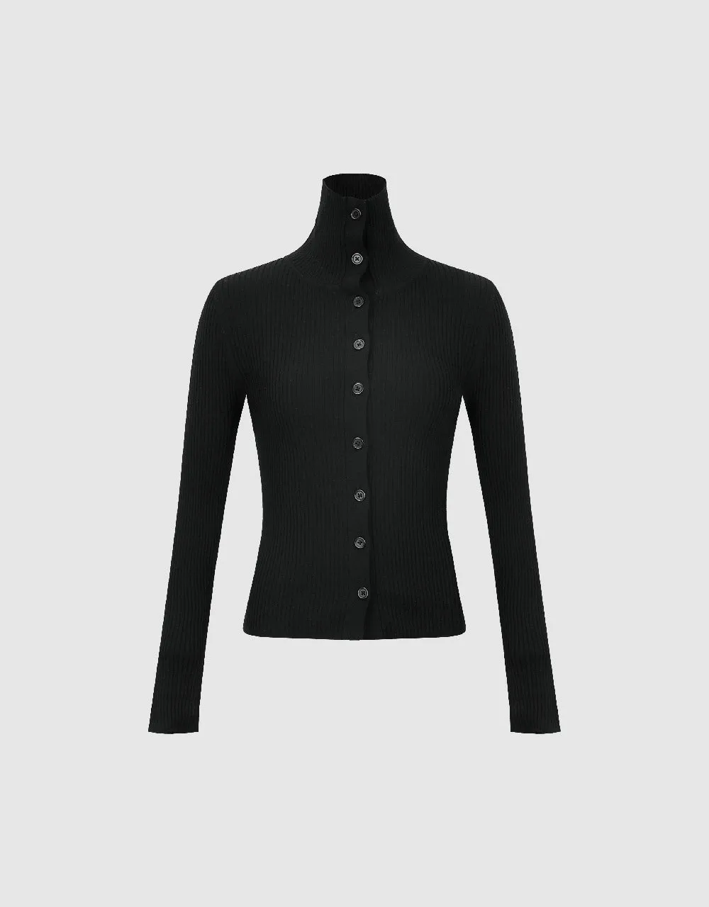 Button Up Crew Neck Skinny Knitted Cardigan sold by Urban Revivo product image thumbnail 2