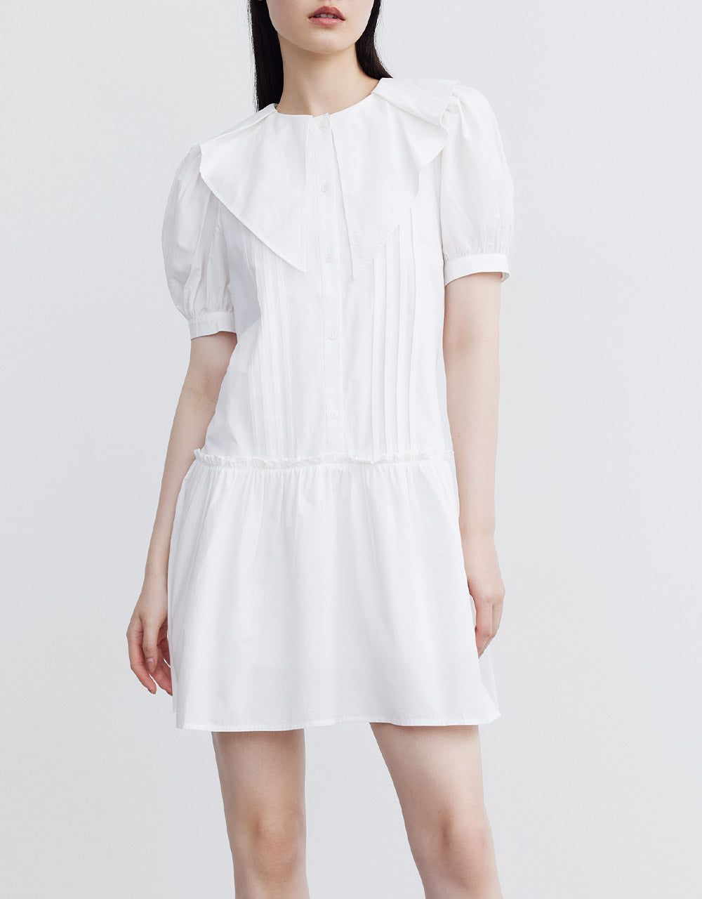 Statement Collar Puff Sleeve Ruffle Hem Dress sold by Urban Revivo product image thumbnail 4