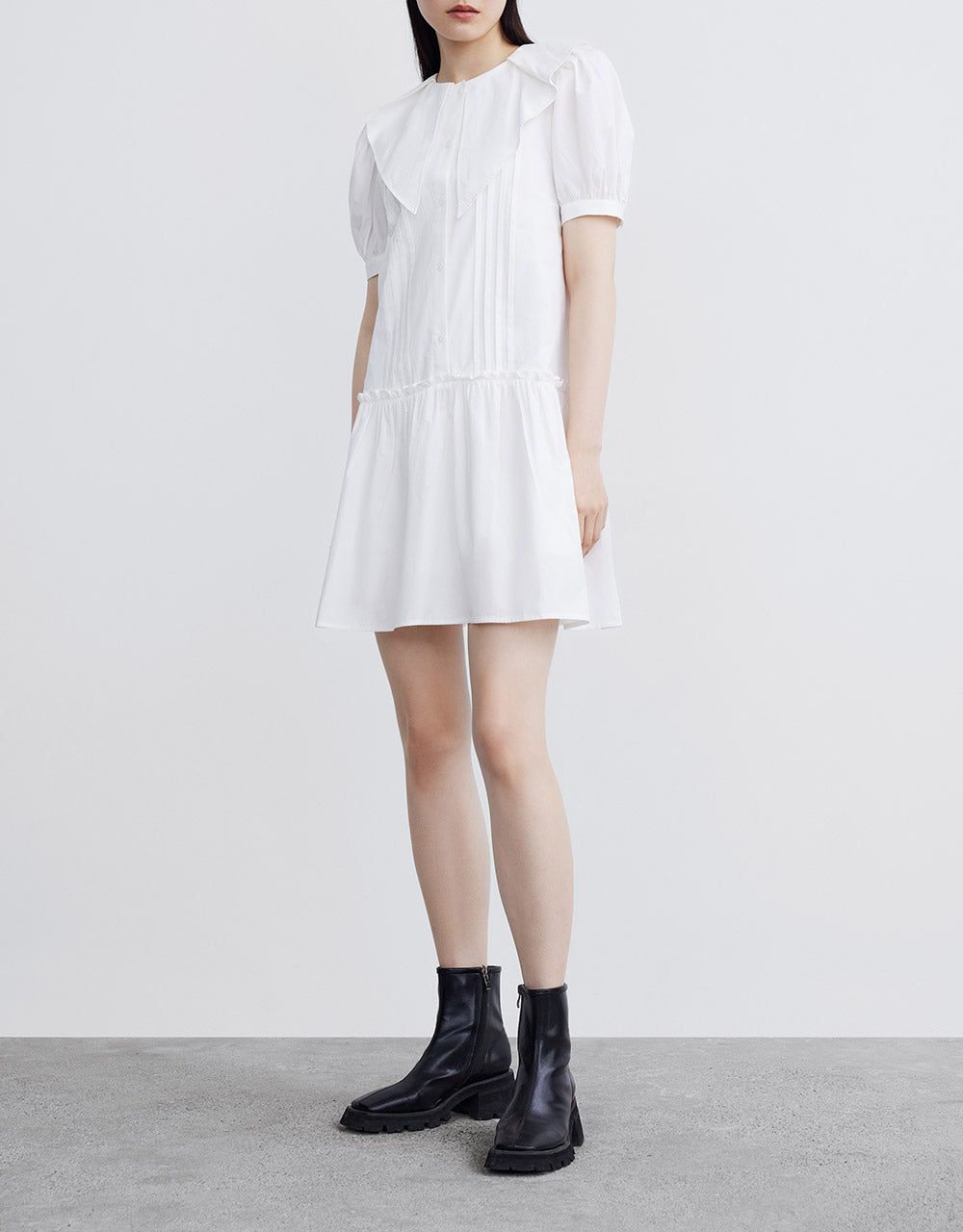 Statement Collar Puff Sleeve Ruffle Hem Dress sold by Urban Revivo product image thumbnail 5