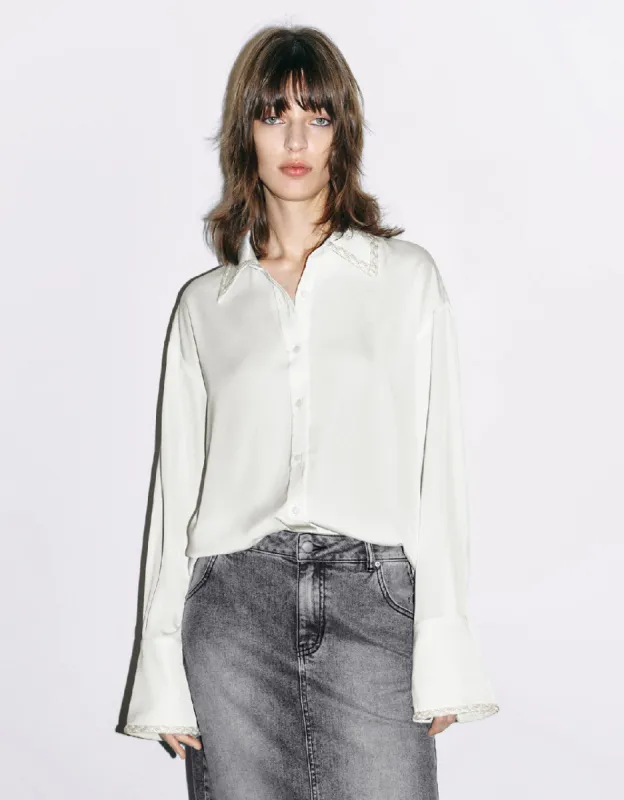 Thin Button Up Loose Shirt sold by Urban Revivo