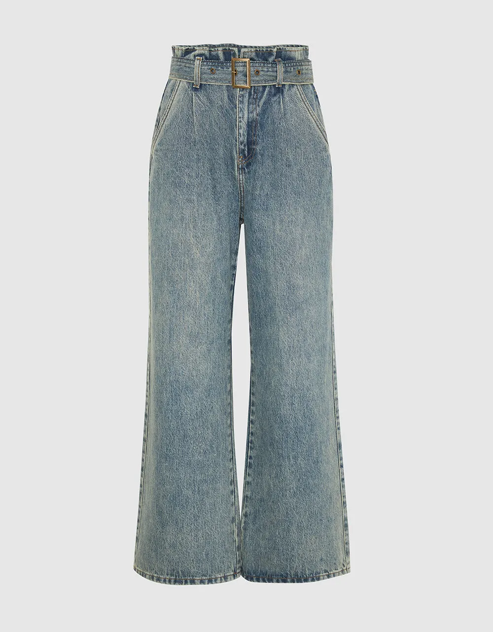 Wide-Leg Jeans With Belt sold by Urban Revivo