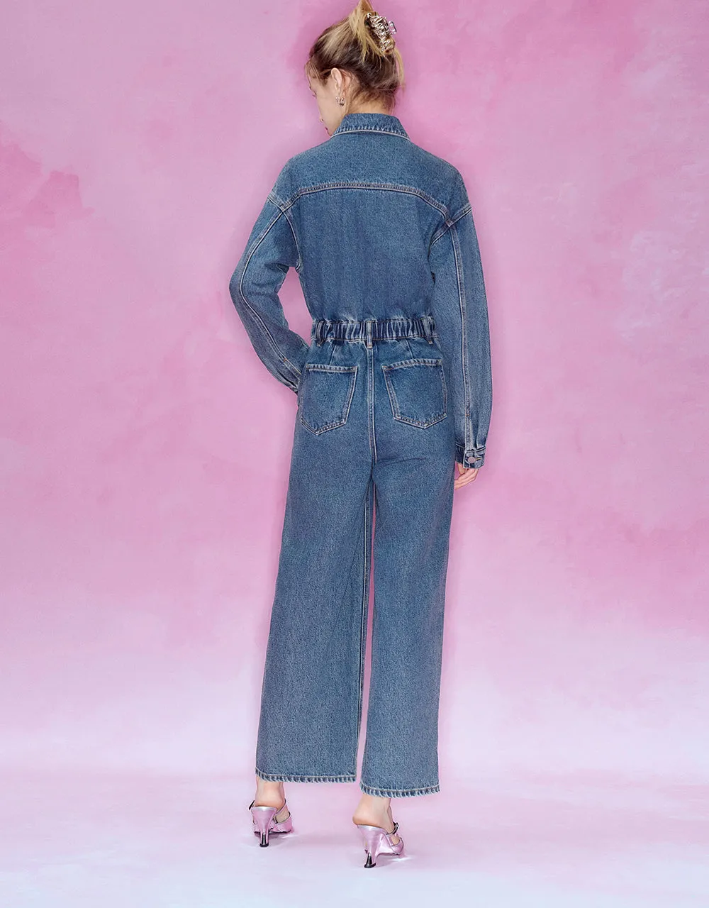 Drop Shoulder Sleeve Denim Jumpsuit sold by Urban Revivo product image thumbnail 4