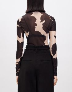 Leaf Print Mesh Top sold by Urban Revivo
