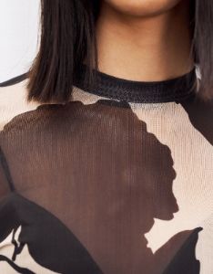 Leaf Print Mesh Top sold by Urban Revivo