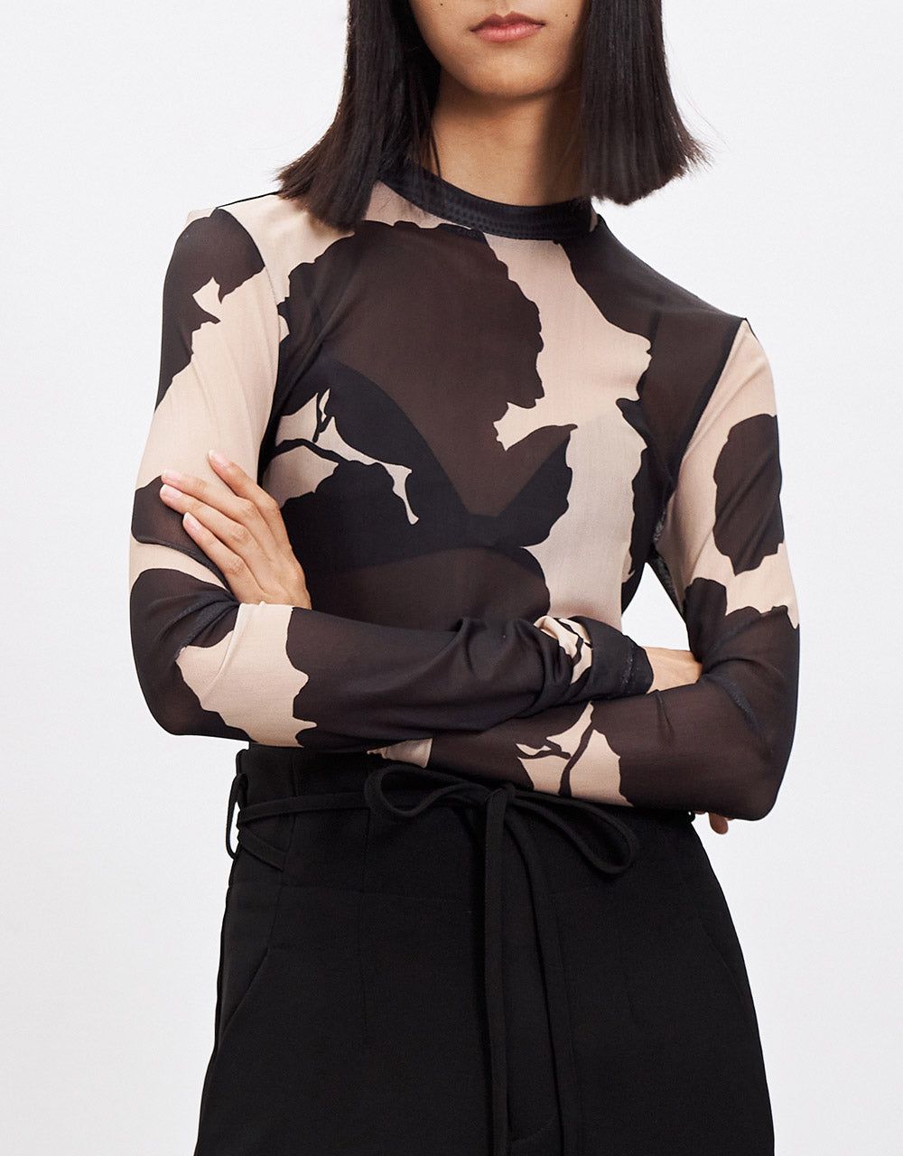 Leaf Print Mesh Top sold by Urban Revivo product image thumbnail 2