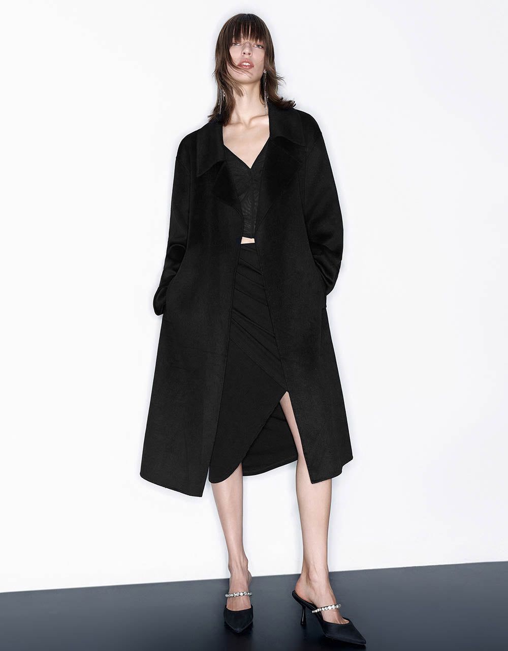 Notch Lapel Coat With Belt sold by Urban Revivo