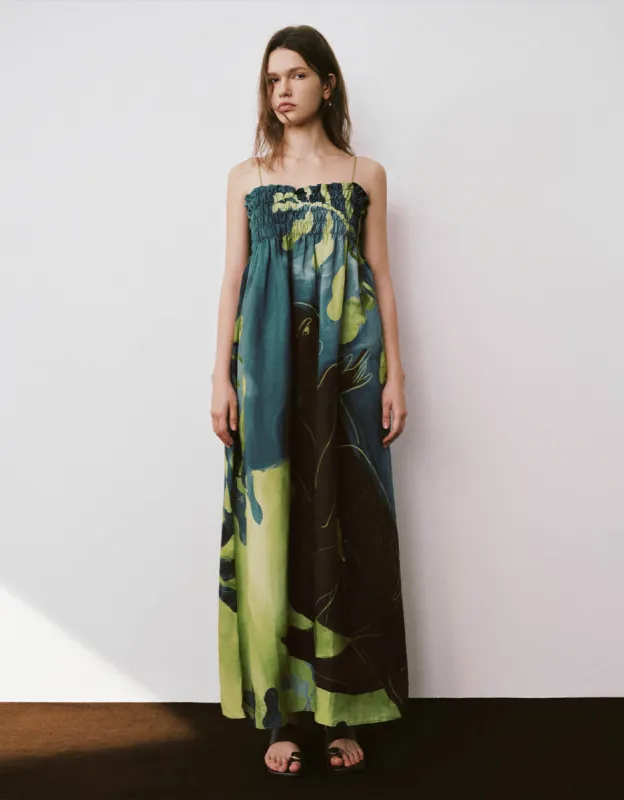 Printed Sleeveless Off-Shoulder A-Line Dress sold by Urban Revivo