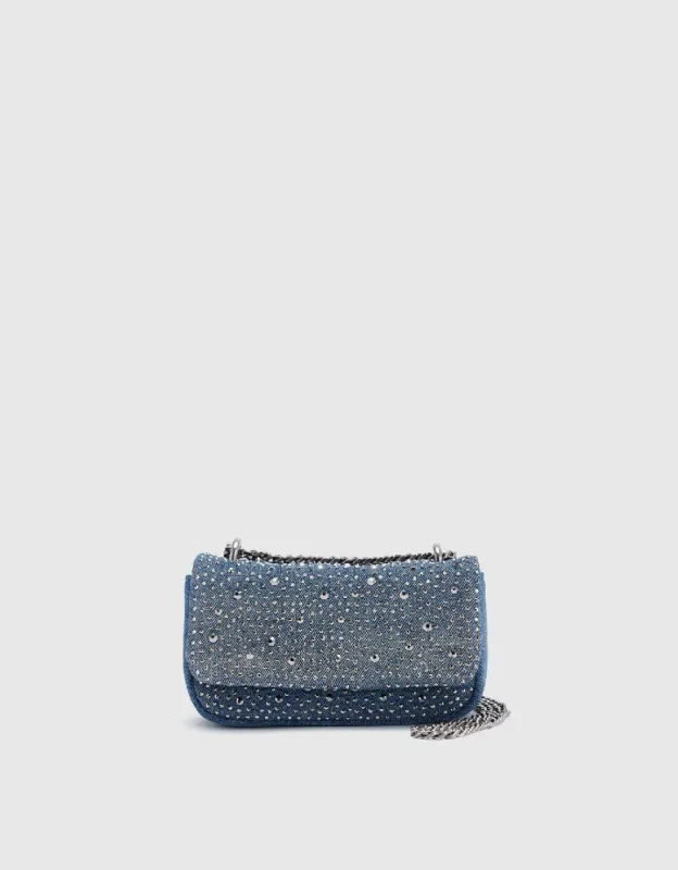 Rhinestone Décor Denim Shoulder Bag sold by Urban Revivo