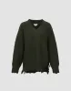 Raw Hem V-Neck Knitted T-Shirt sold by Urban Revivo