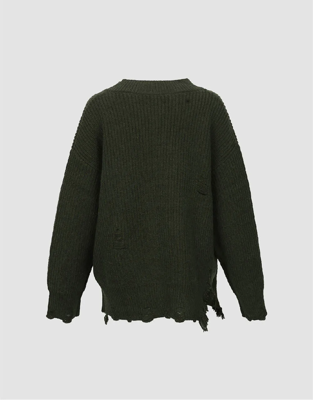 Raw Hem V-Neck Knitted T-Shirt sold by Urban Revivo product image thumbnail 5