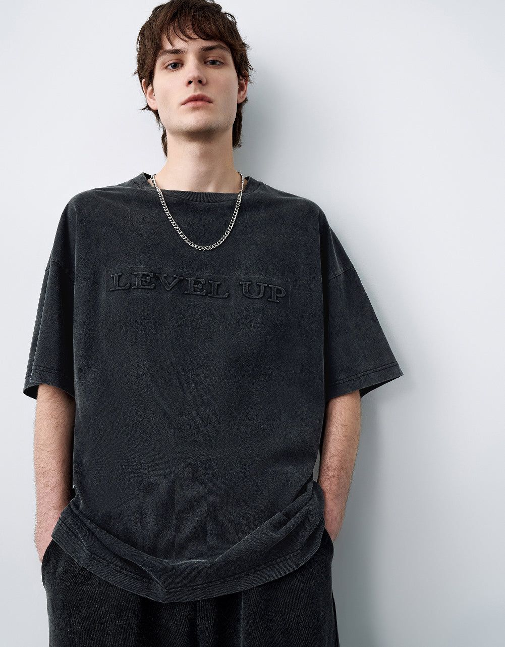 Letter Embossed Crew Neck T-Shirt sold by Urban Revivo product image thumbnail 2