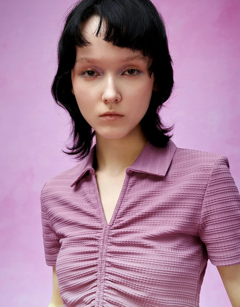 Lace Up Front V-Neck Skinny T-Shirt sold by Urban Revivo product image thumbnail 3