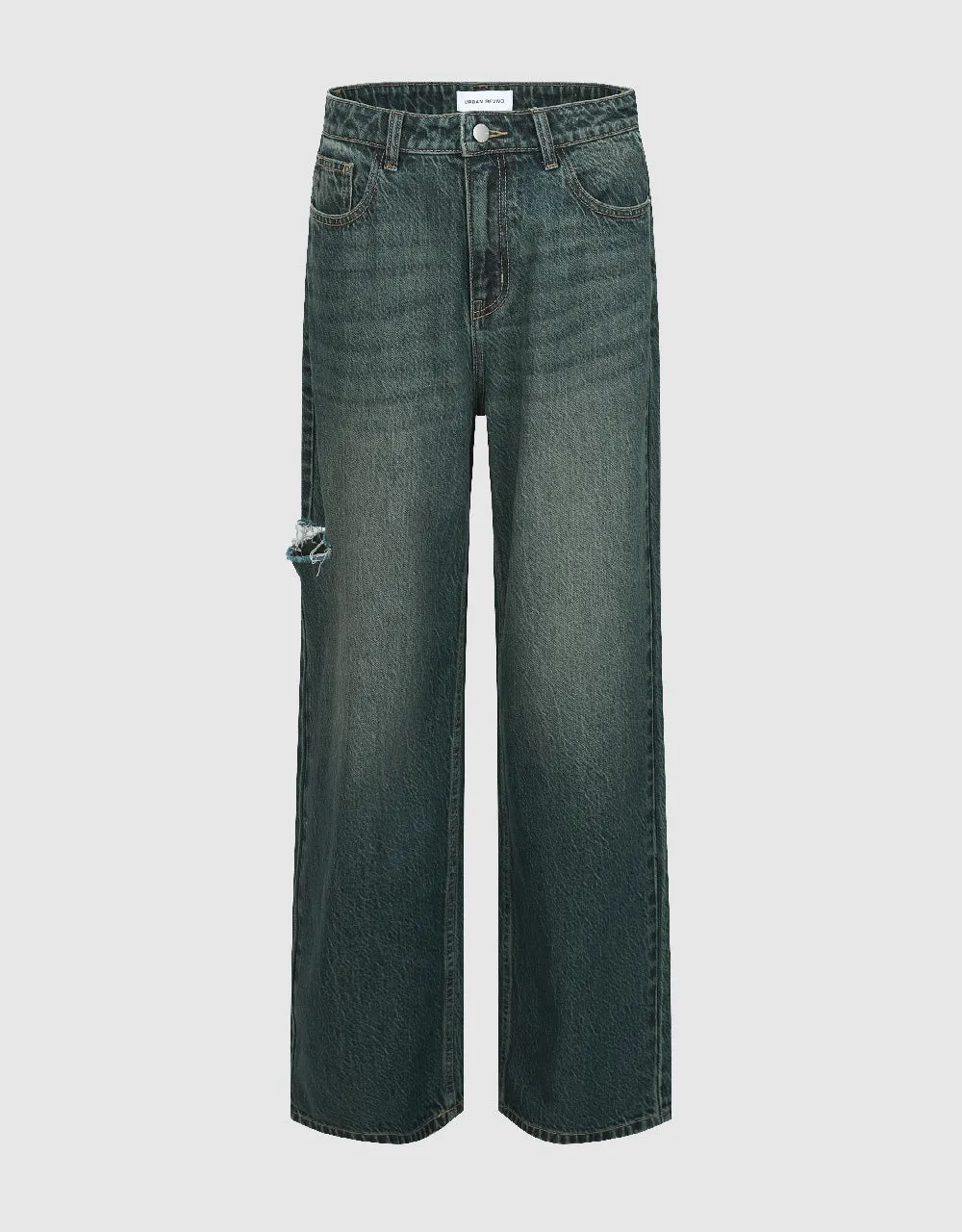 Cut-Out Wide-Leg Jeans sold by Urban Revivo
